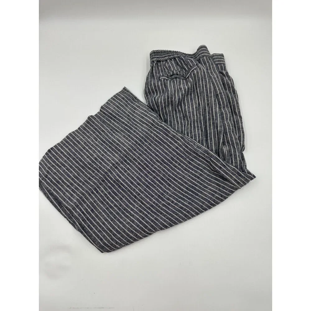 Banana Republic Linen Blend Pants for Women Size S Mid Rise Wide Leg Striped EUC